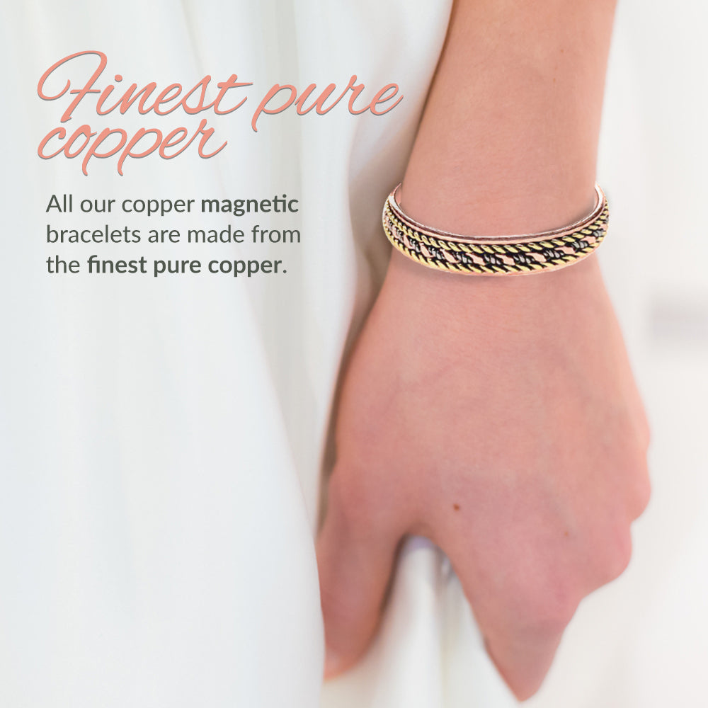 Women's Copper Bracelet – Adjustable Pure Copper Cuff with Magnetic Elements