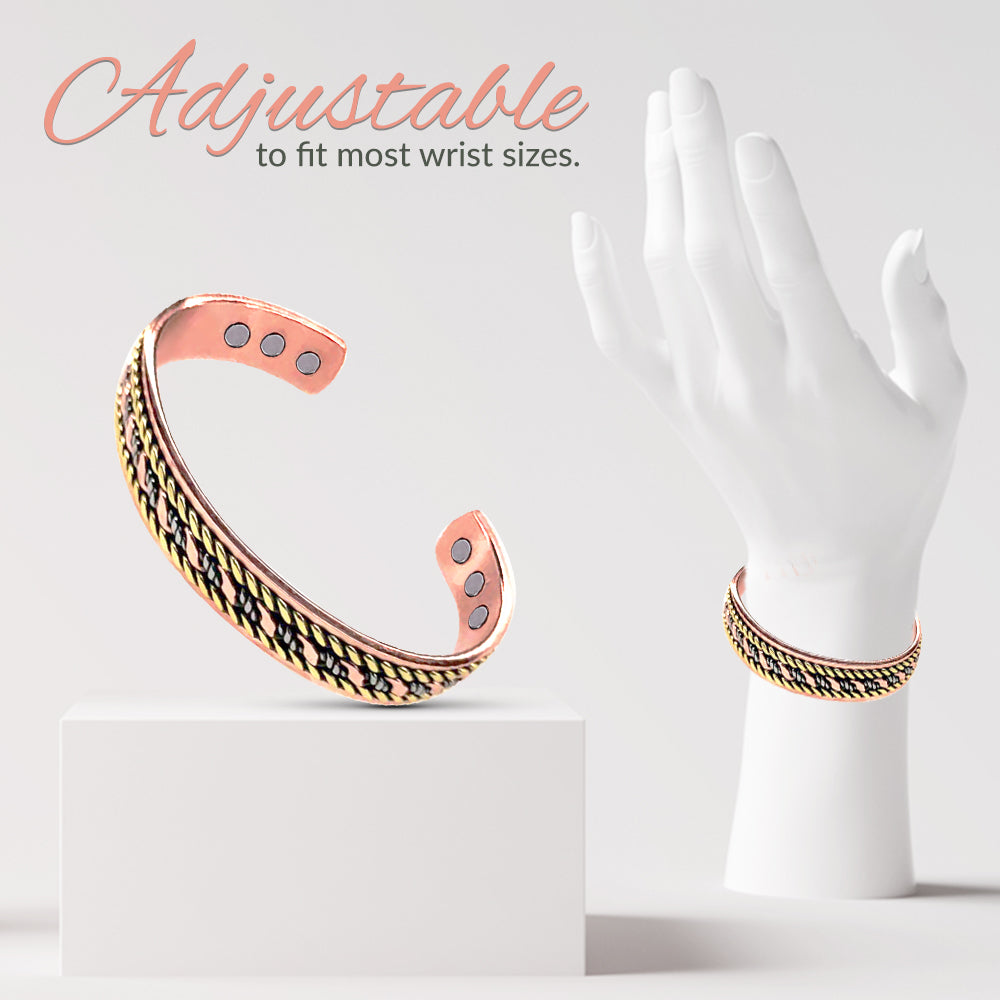 Women's Copper Bracelet – Adjustable Pure Copper Cuff with Magnetic Elements