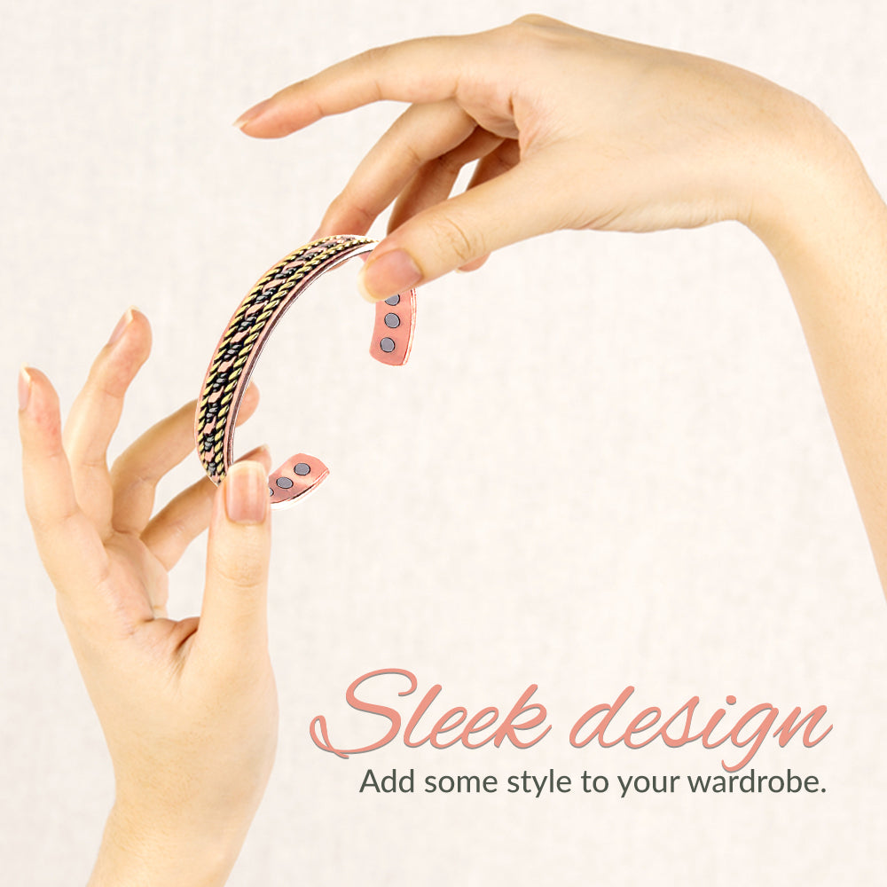 Women's Copper Bracelet – Adjustable Pure Copper Cuff with Magnetic Elements