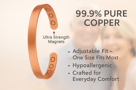Copper Magnetic Bracelet - Modern Polished Finish, Lightweight & Comfortable