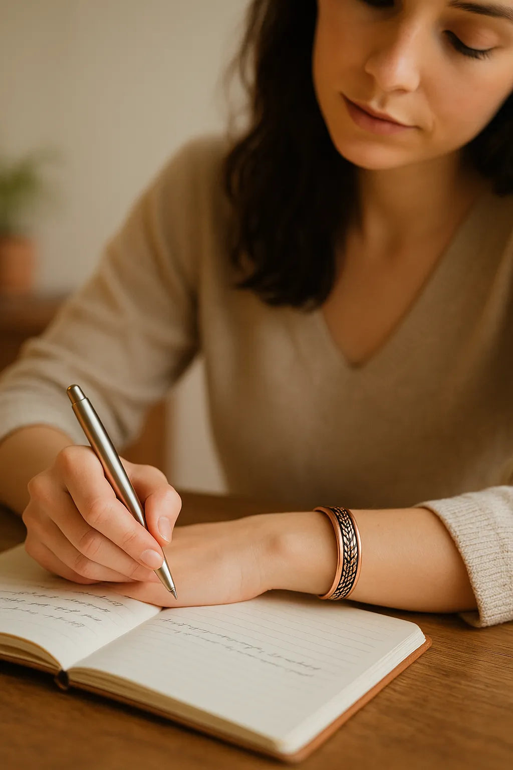 Women's Copper Bracelet – Adjustable Pure Copper Cuff with Magnetic Elements