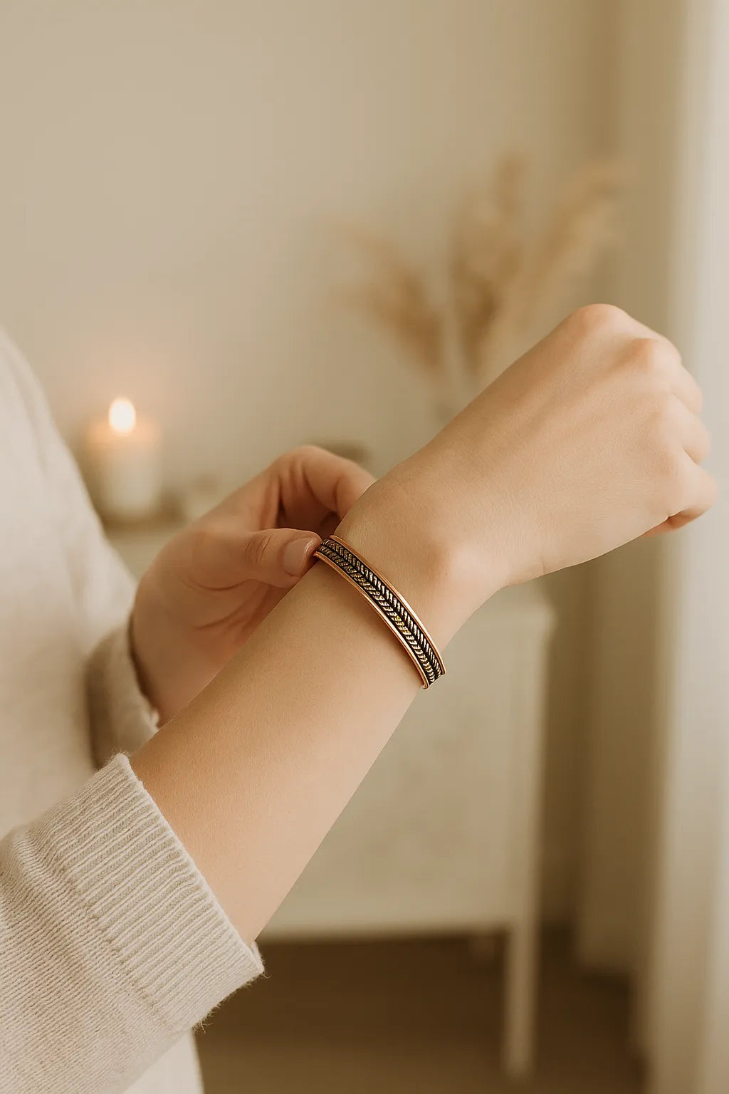 Women's Copper Bracelet – Adjustable Pure Copper Cuff with Magnetic Elements