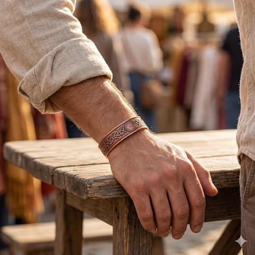 Copper Bracelet for Men – Adjustable Pure Copper Cuff