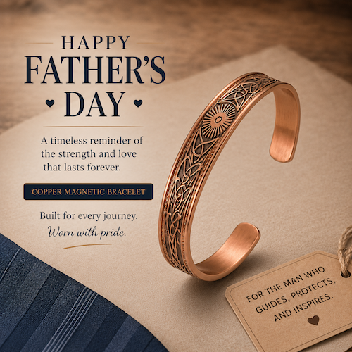 Father's Day Gift Copper Magnetic Bracelet for Men Engraved Cuff with Gift Box