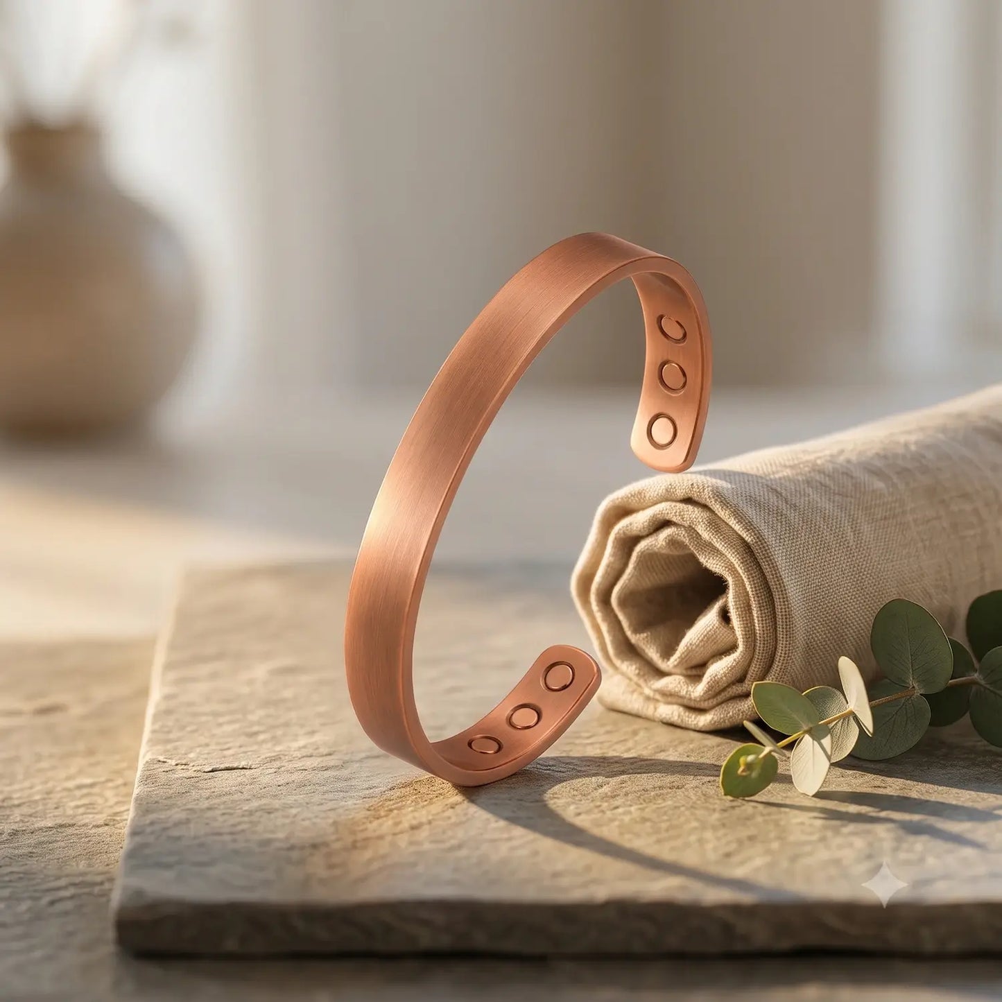 Copper Bangle with Magnets – Adjustable Magnetic Copper Cuff