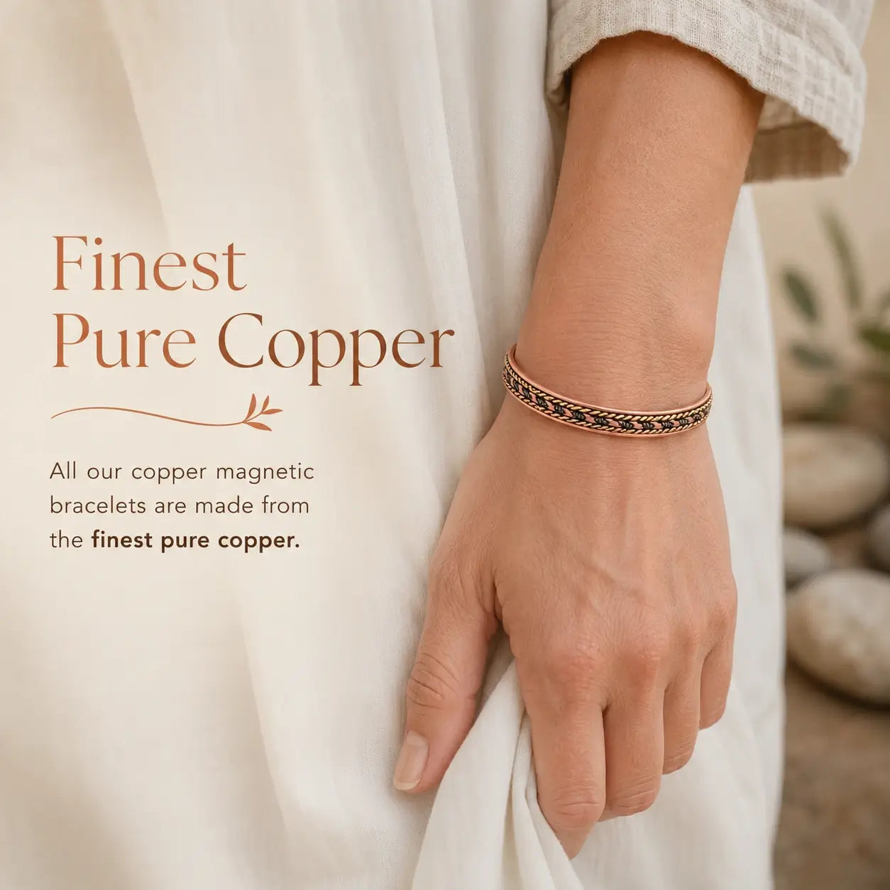 Magnetic Copper Bracelet for Women – Multi-Tone Rose Gold Silver Cuff